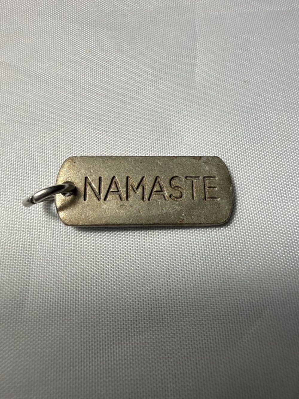 Namaste Engraved Word Tag Charm Pendant Silver Yoga Zen Boho Goblincore Grunge